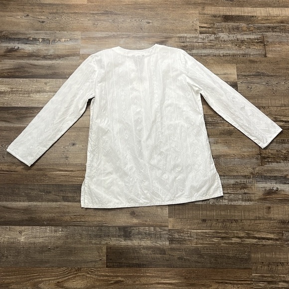 Lands End Embroidered 100% Cotton Tunic Sz L 14-16 Notch Coastal Beachy Swim - Picture 7 of 13